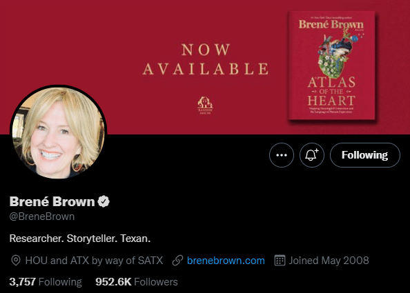 brene brown twitter profile