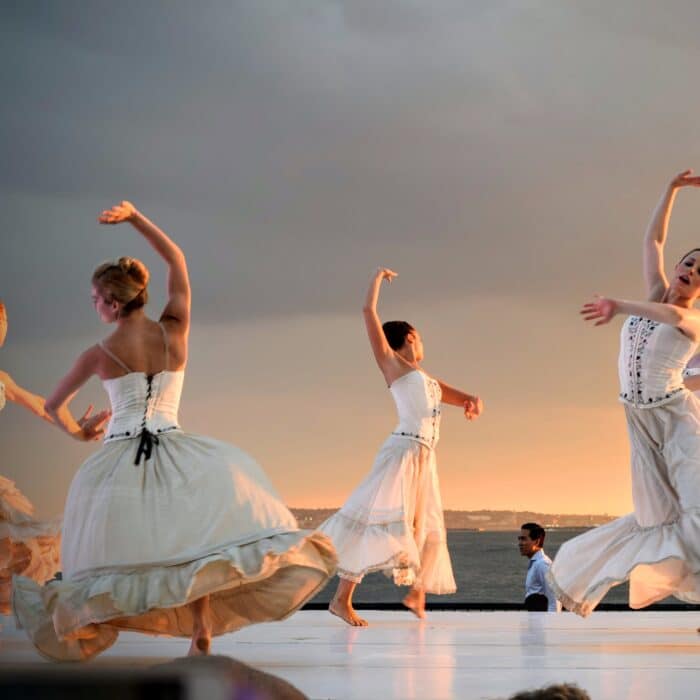 women dancing on a stand ballet