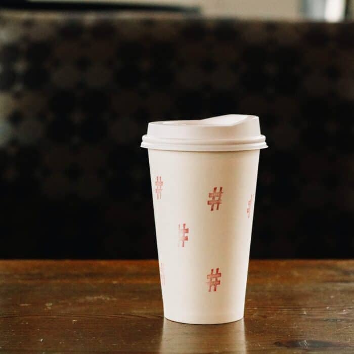 hashtag symbols on a cup