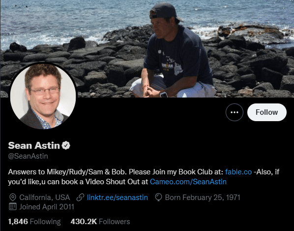 sean astin twitter profile