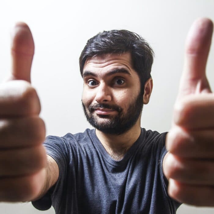 man giving two thumbs up