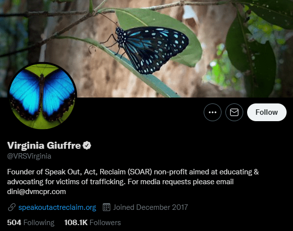 virginia guiffre twitter profile