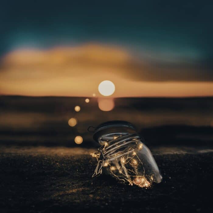 magi jar with start and lights in jar sunset