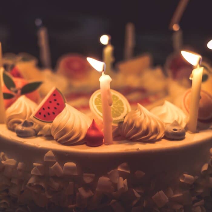 birthday cake with candles