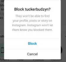 blue block button on Instagram