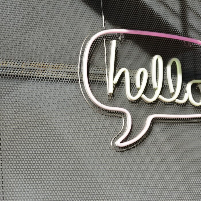 hello sign on a wall