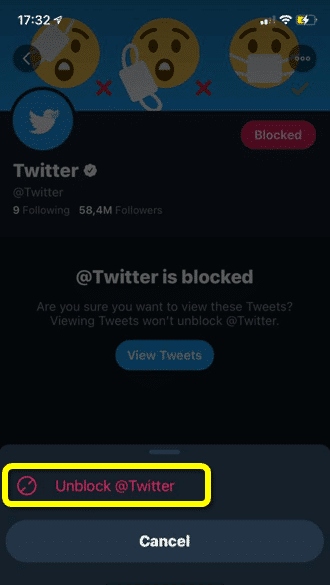 unblock twitter account on mobile
