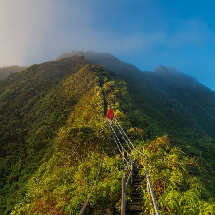 woman on stairs hawaii