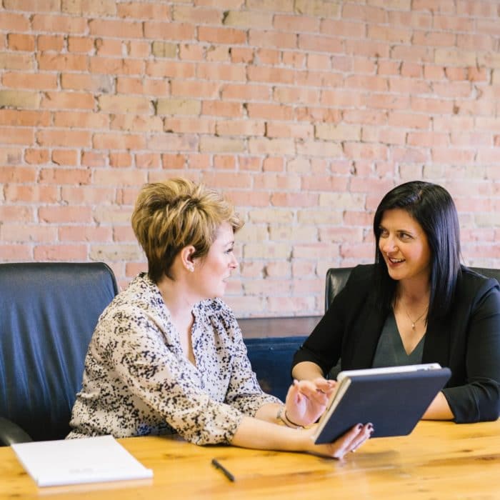 business meeting between two women