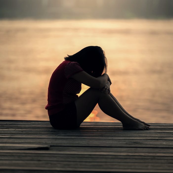 woman head on dock