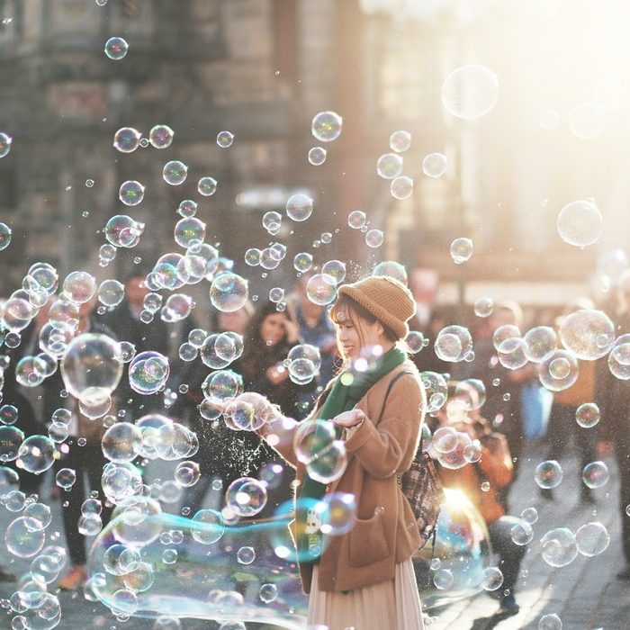 woman with bubbles