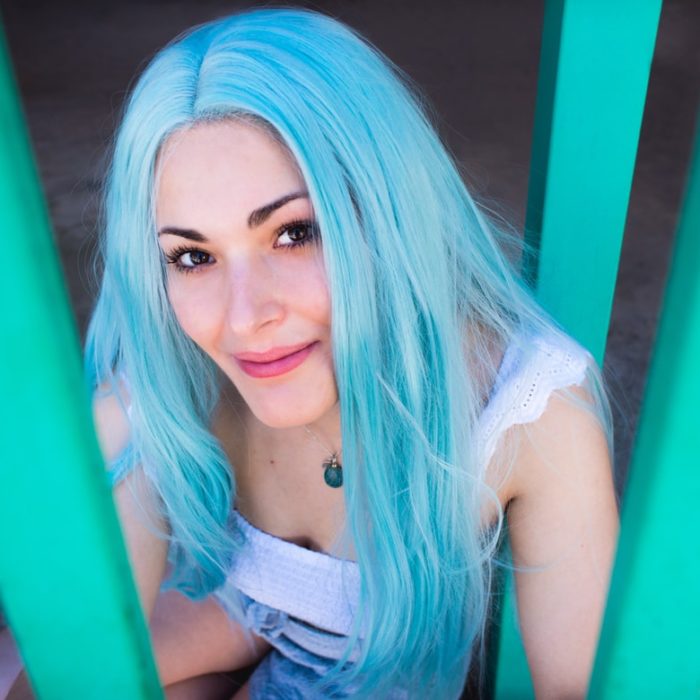 blue hair woman