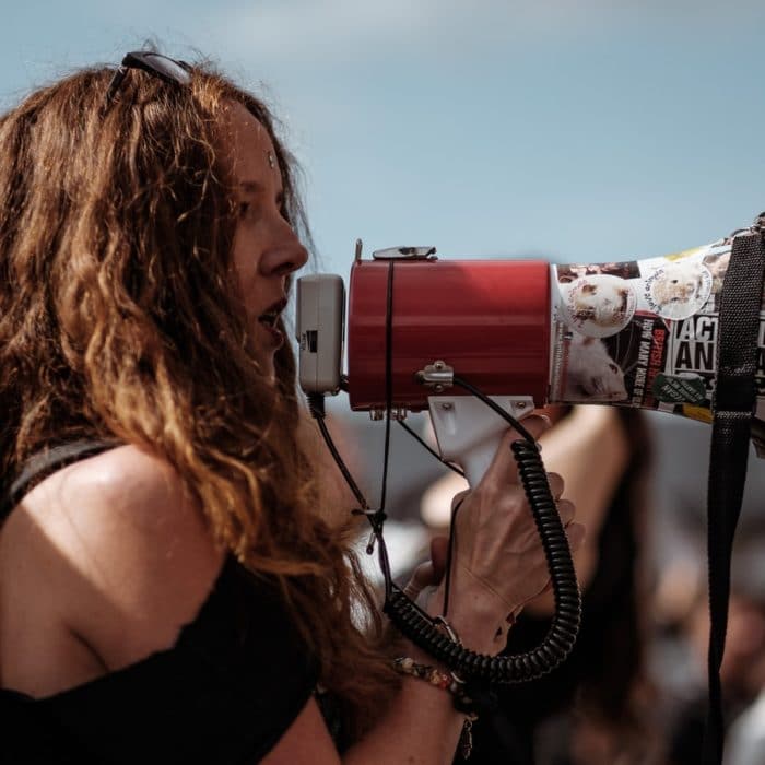 woman on megaphone