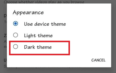 Dark theme Android