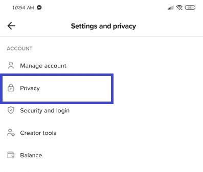 Privacy option