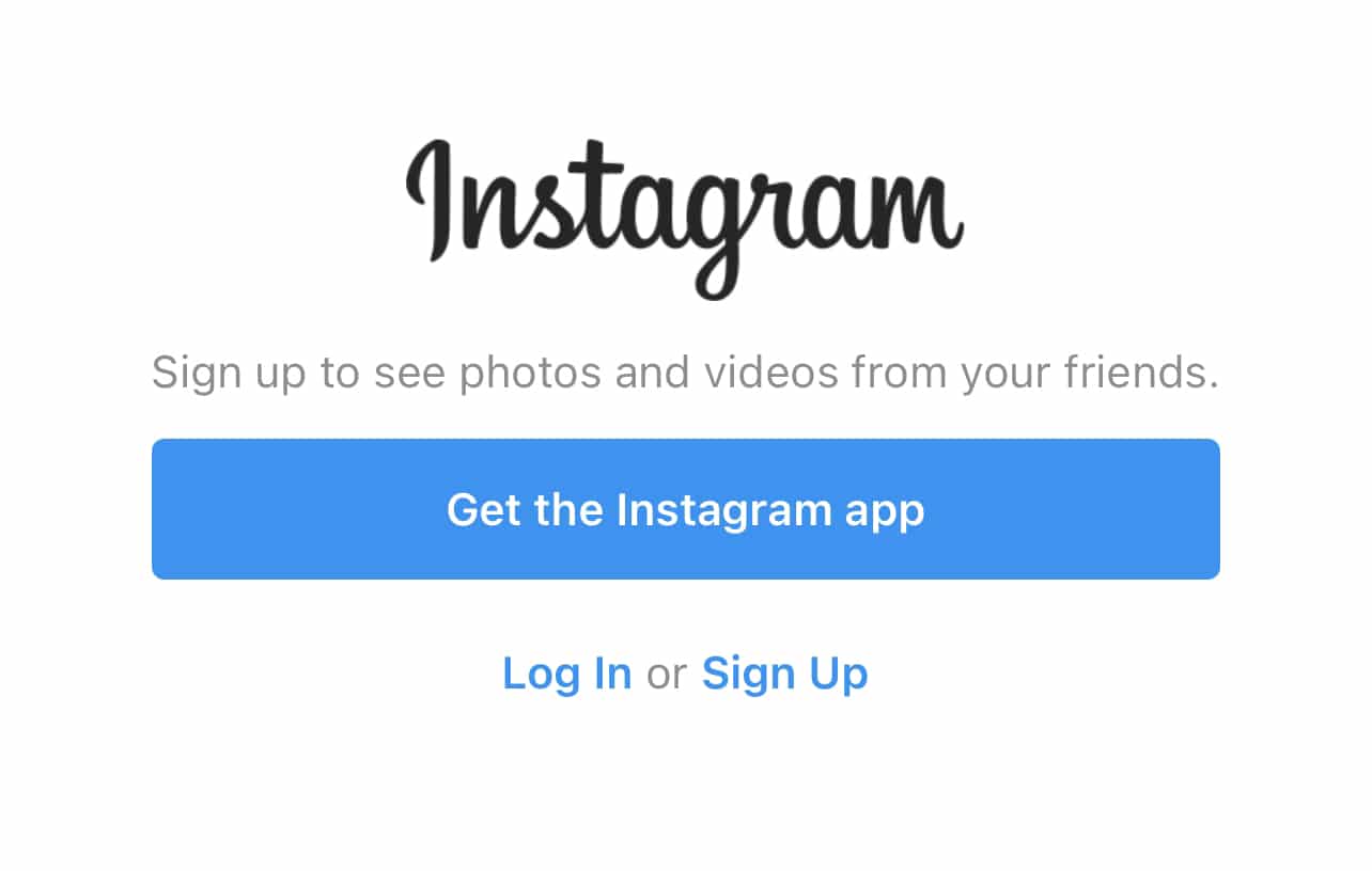 Instagram login in from mobile browser