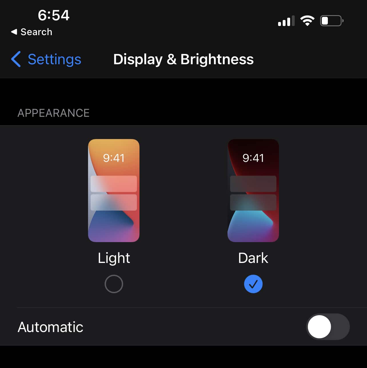 dark mode on iPhone