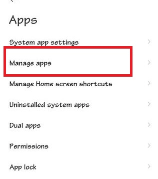 Manage apps