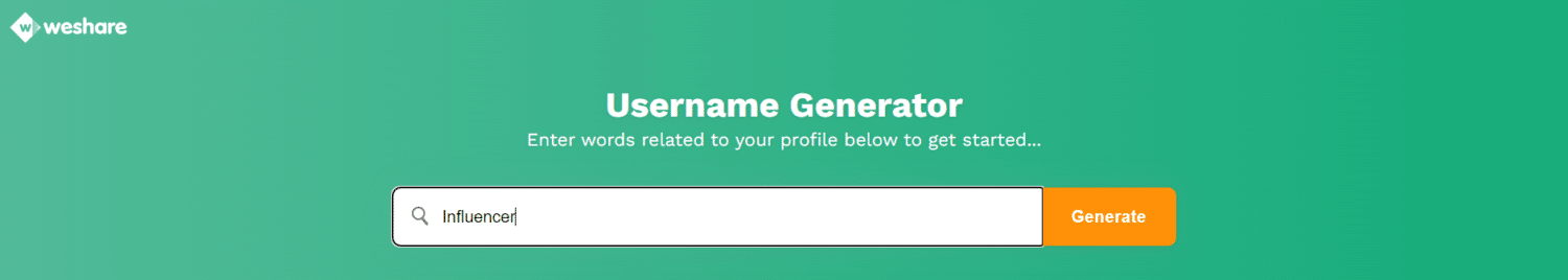 weshare username generator