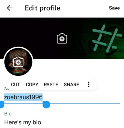 Highlight your username and copy it