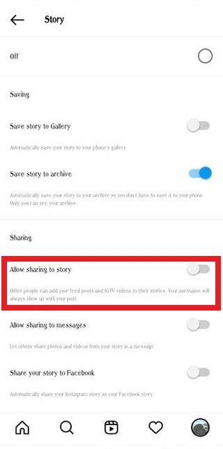 Uncheck the Allow Sharing box