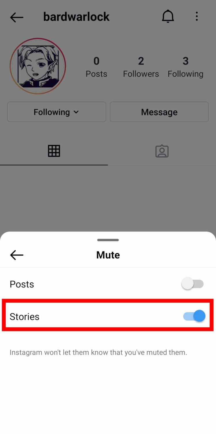 toggle on mute stories Instagram