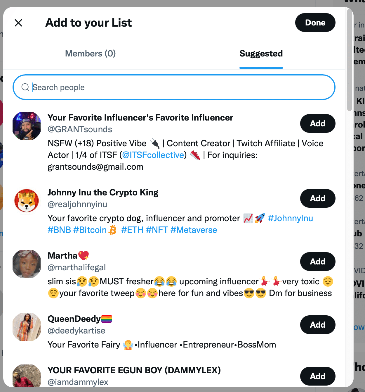 add members link to twitter list using desktop