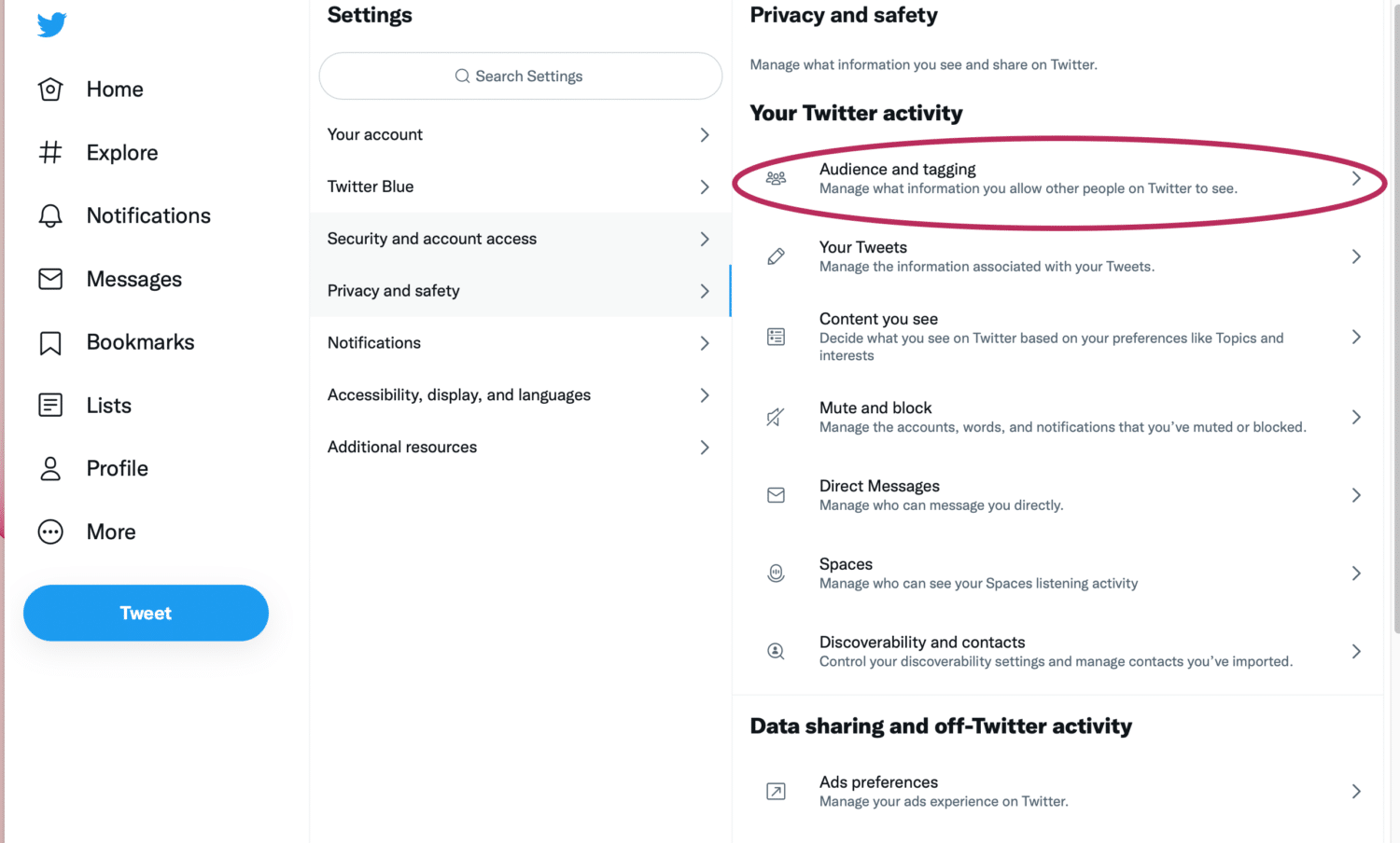 audience and tagging on twitter