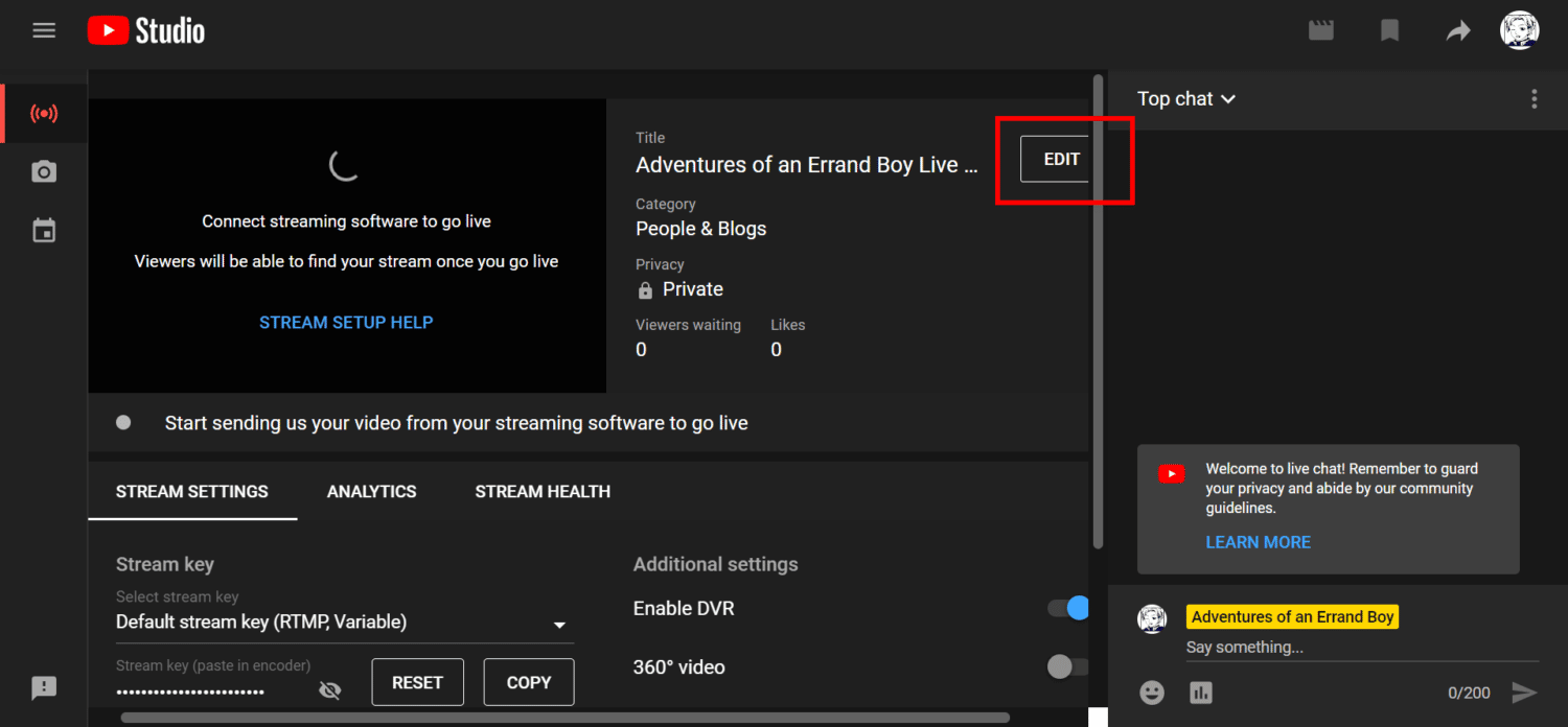 edit button YouTube Studio