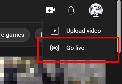 go live option YouTube