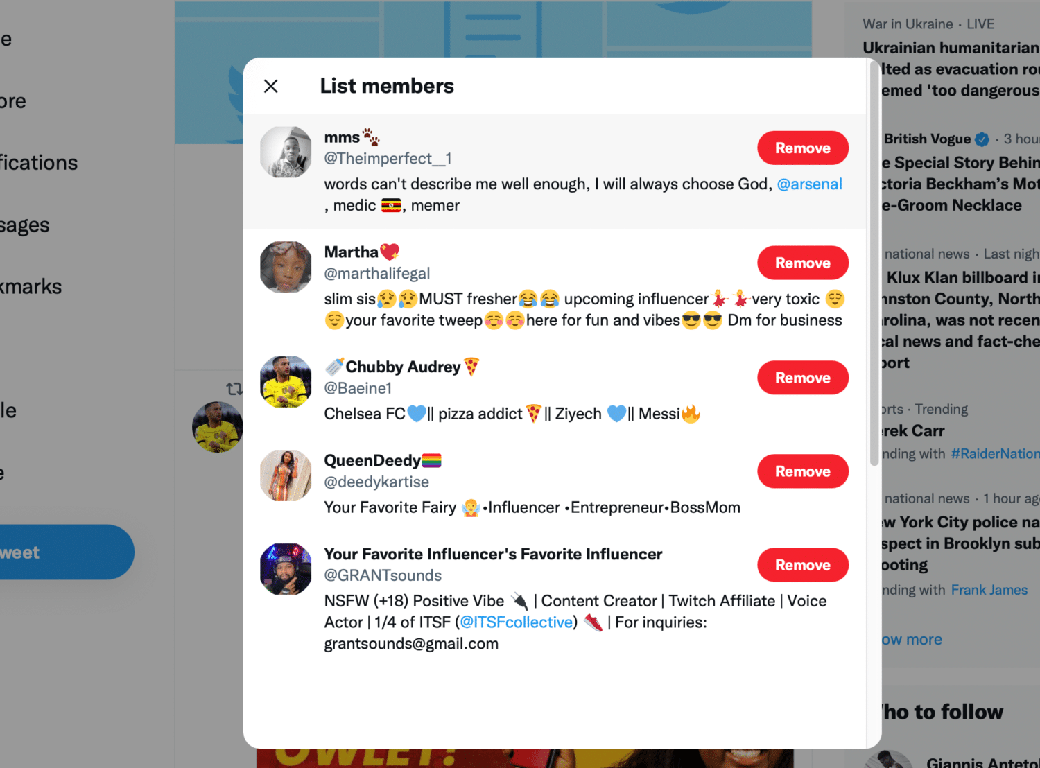 how to remove someone from twitter list