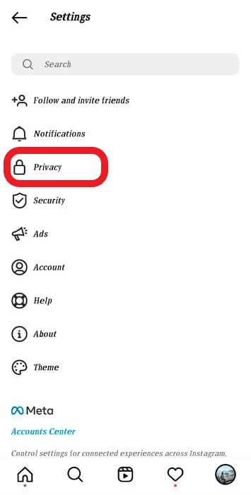 instagram privacy settings