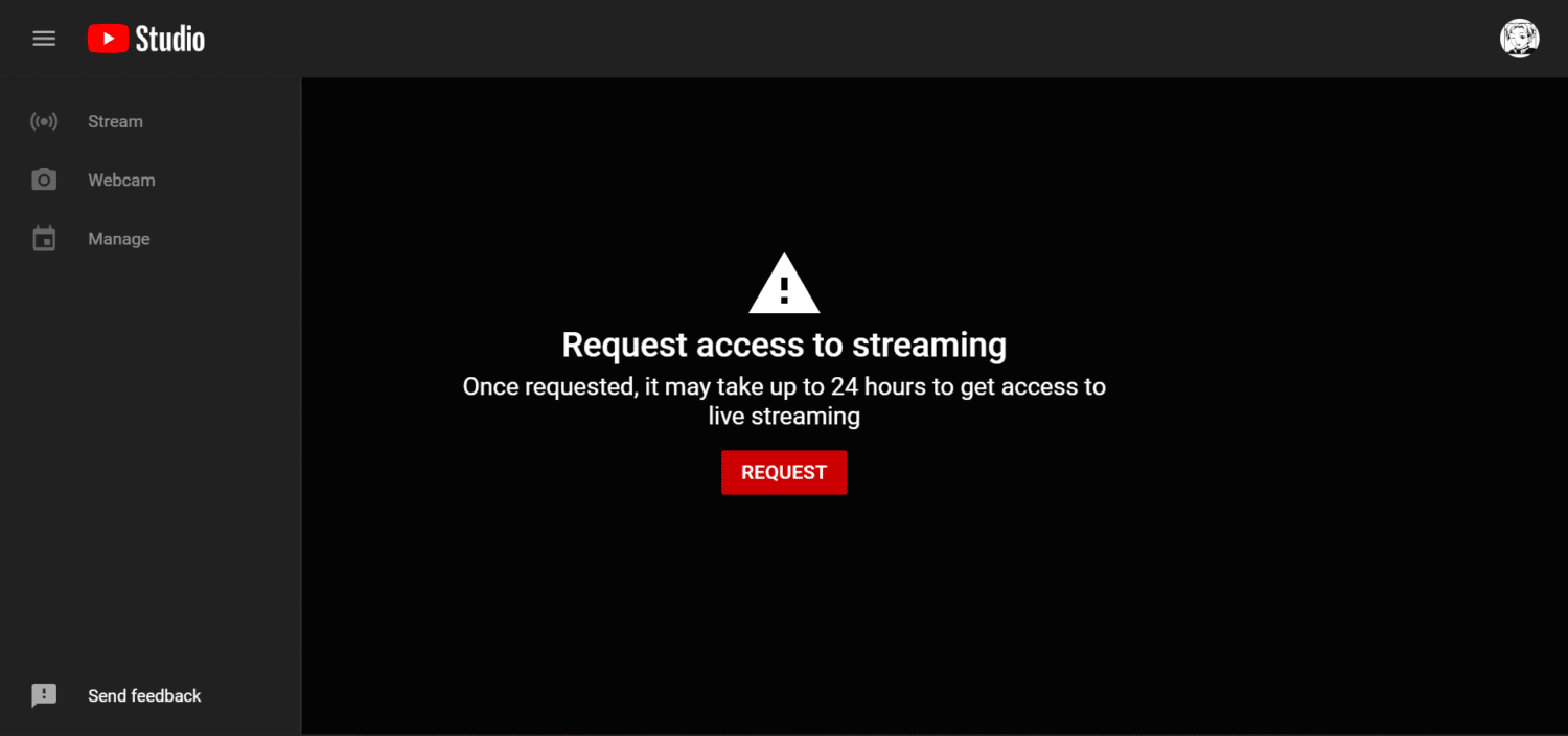 request to access streaming notice YouTube