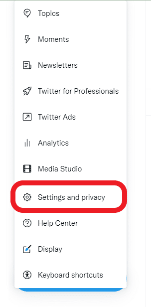 settings and privacy twitter on desktop