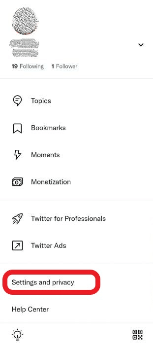 settings and privacy twitter on mobile app