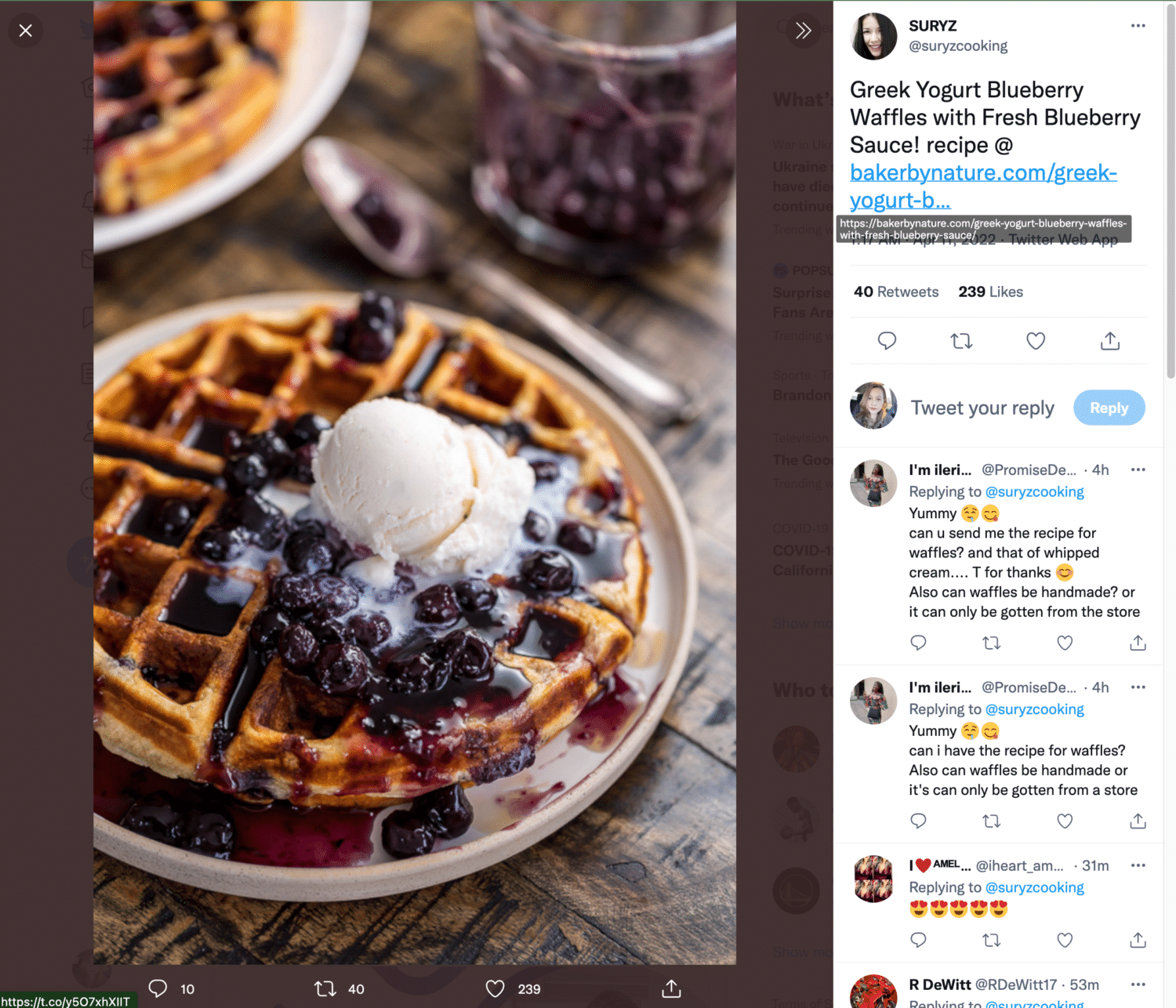 view yummy waffles Twitter image on desktop