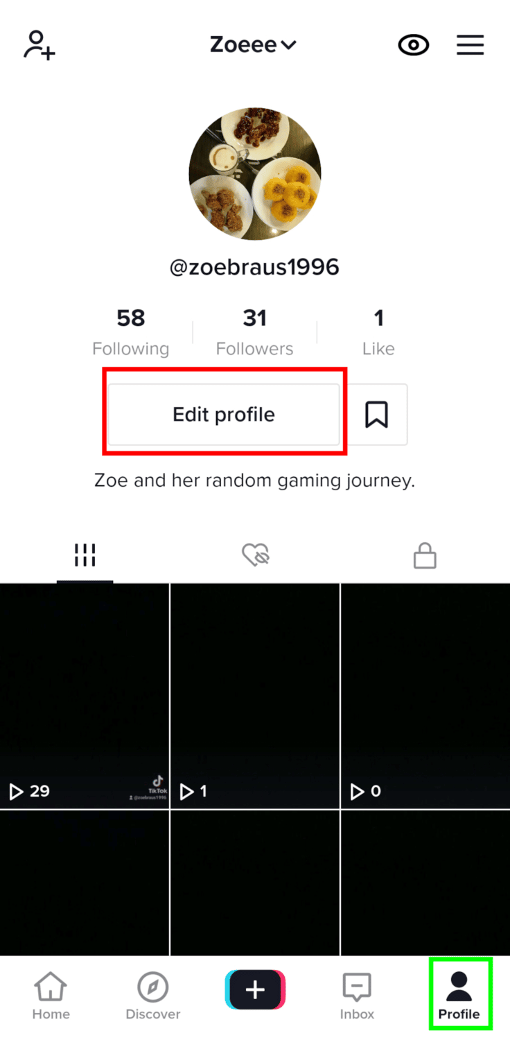 edit profile on tiktok android and ios device