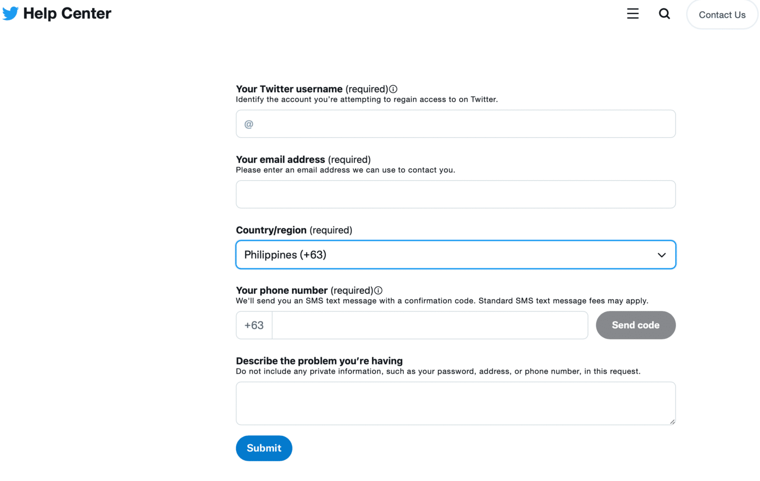 recover twitter password using phone number