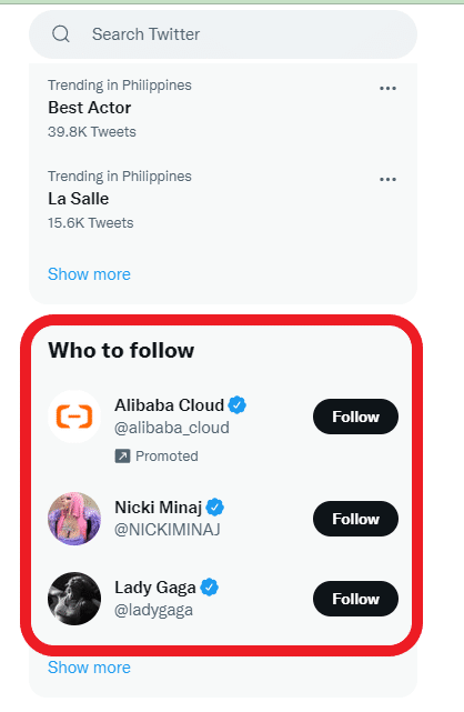 twitter who to follow feature
