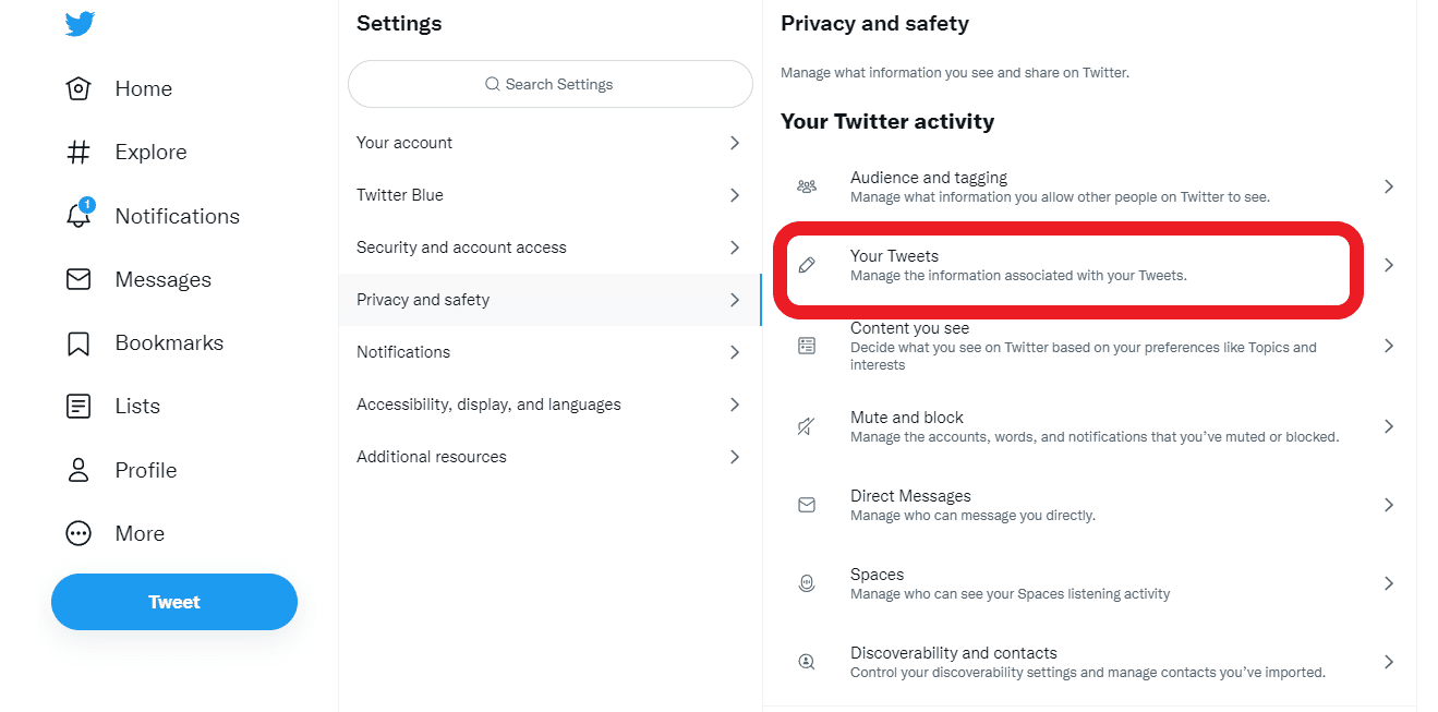see your tweets option on twitter