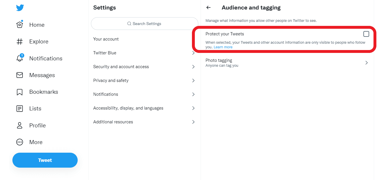 twitter privacy settings protect your tweets