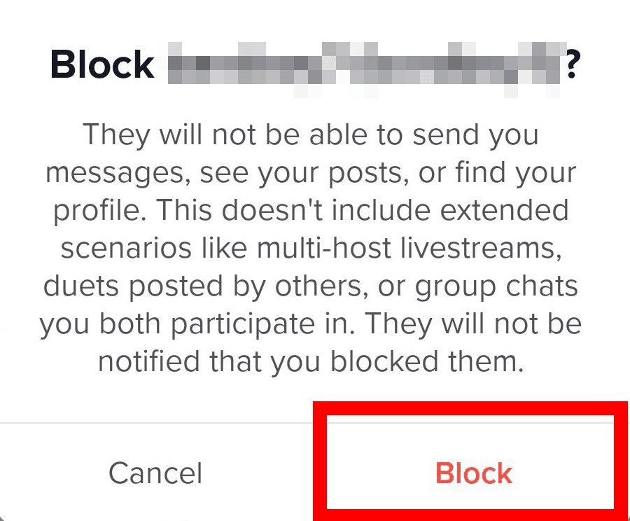 blocking a user on tiktok