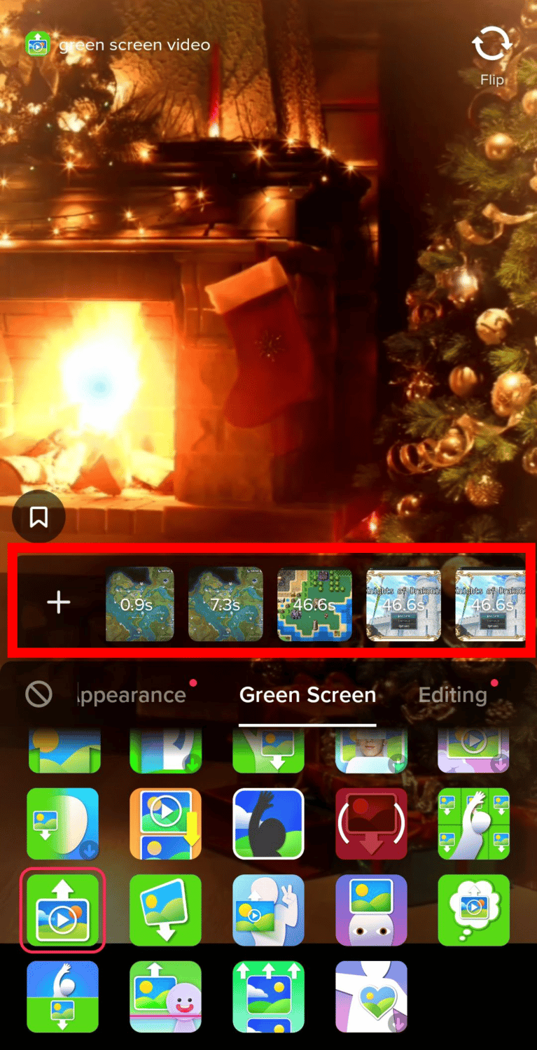 custom background from gallery for tiktok green screen using android or ios