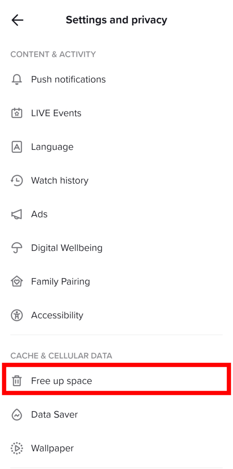 free up space on tiktok app