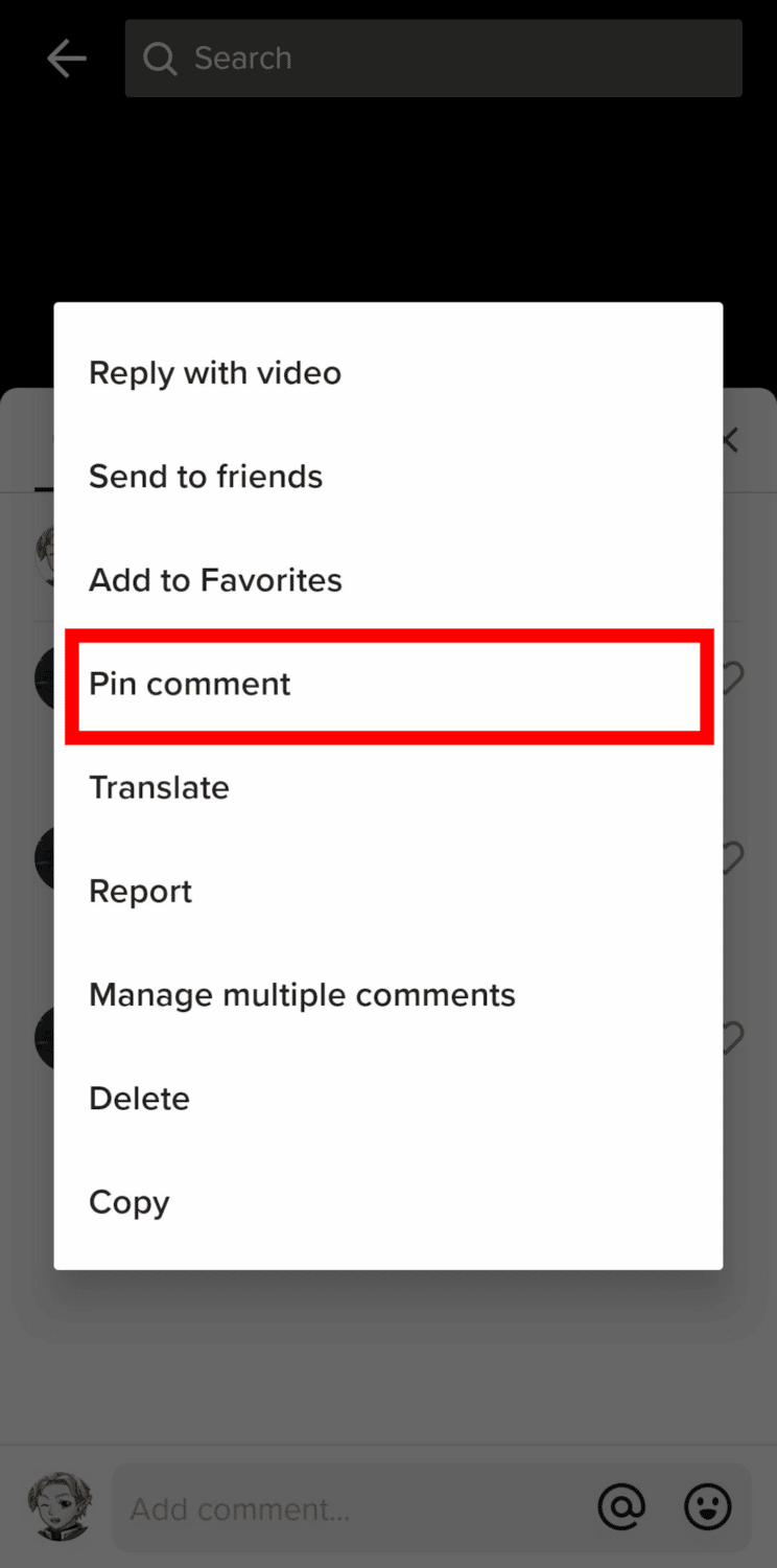 replace a pinned comment on tiktok using android devices