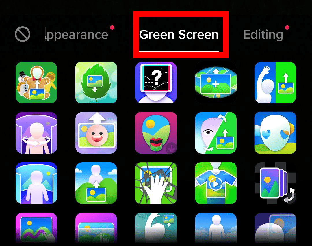 select green screen effect on tiktok using android or ios