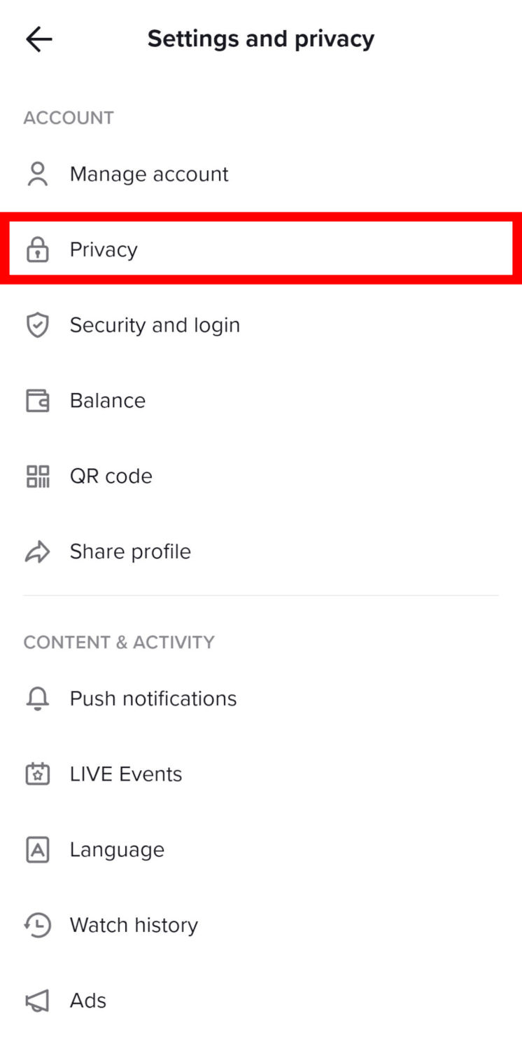 tiktok account privacy settings