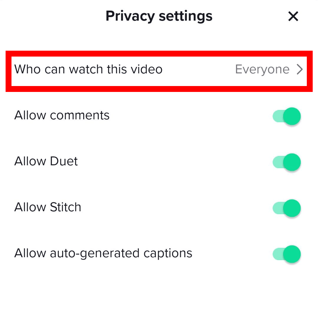 tiktok privacy settings who can watch this video
