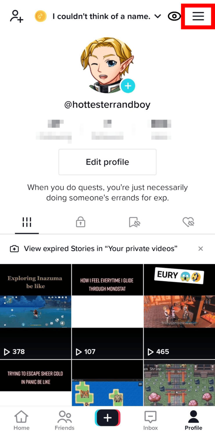 tiktok profile settings