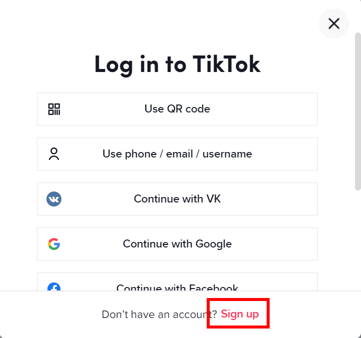 tiktok sign up using desktop pc
